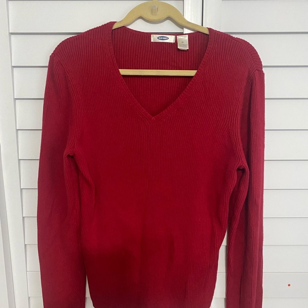 Red V-Neck Sweater